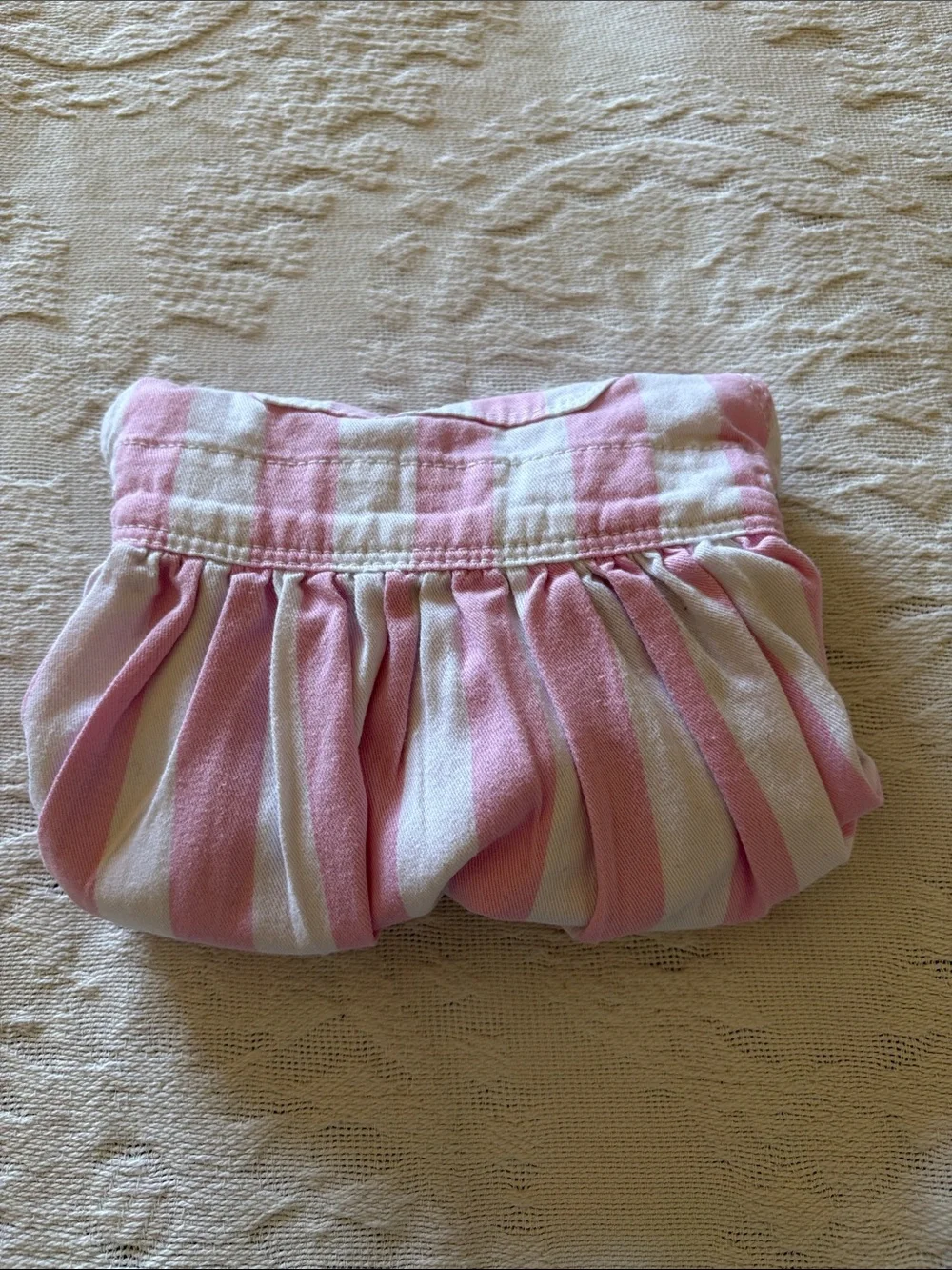 OshKosh B'gosh Pink and White Striped Skirted Overalls EUC 18M
